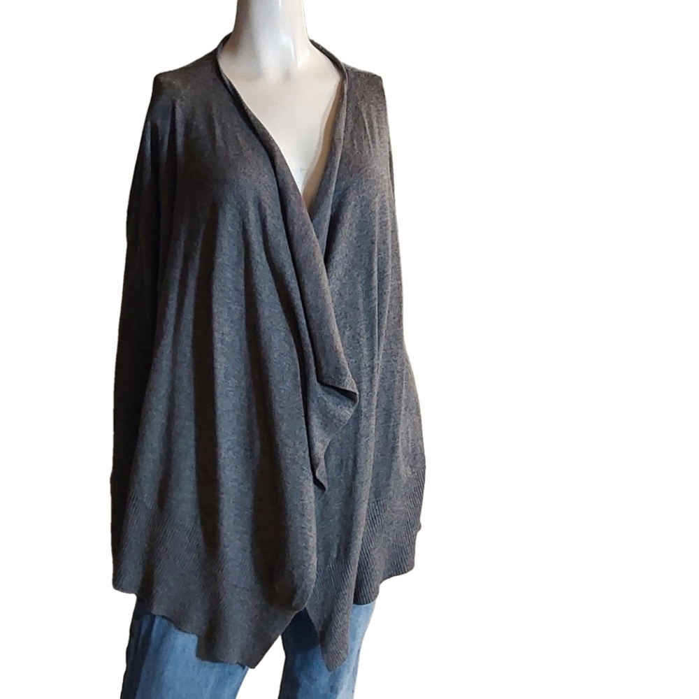 ZARA KNIT WATERFALL GRAY CARDIGAN SIZE MEDIUM‎